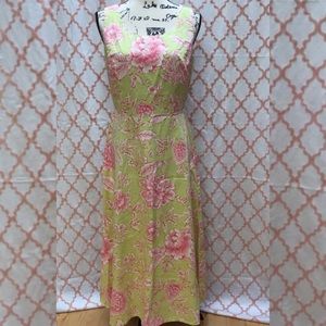 GUC Green & Pink Floral long Sleeveless Dress